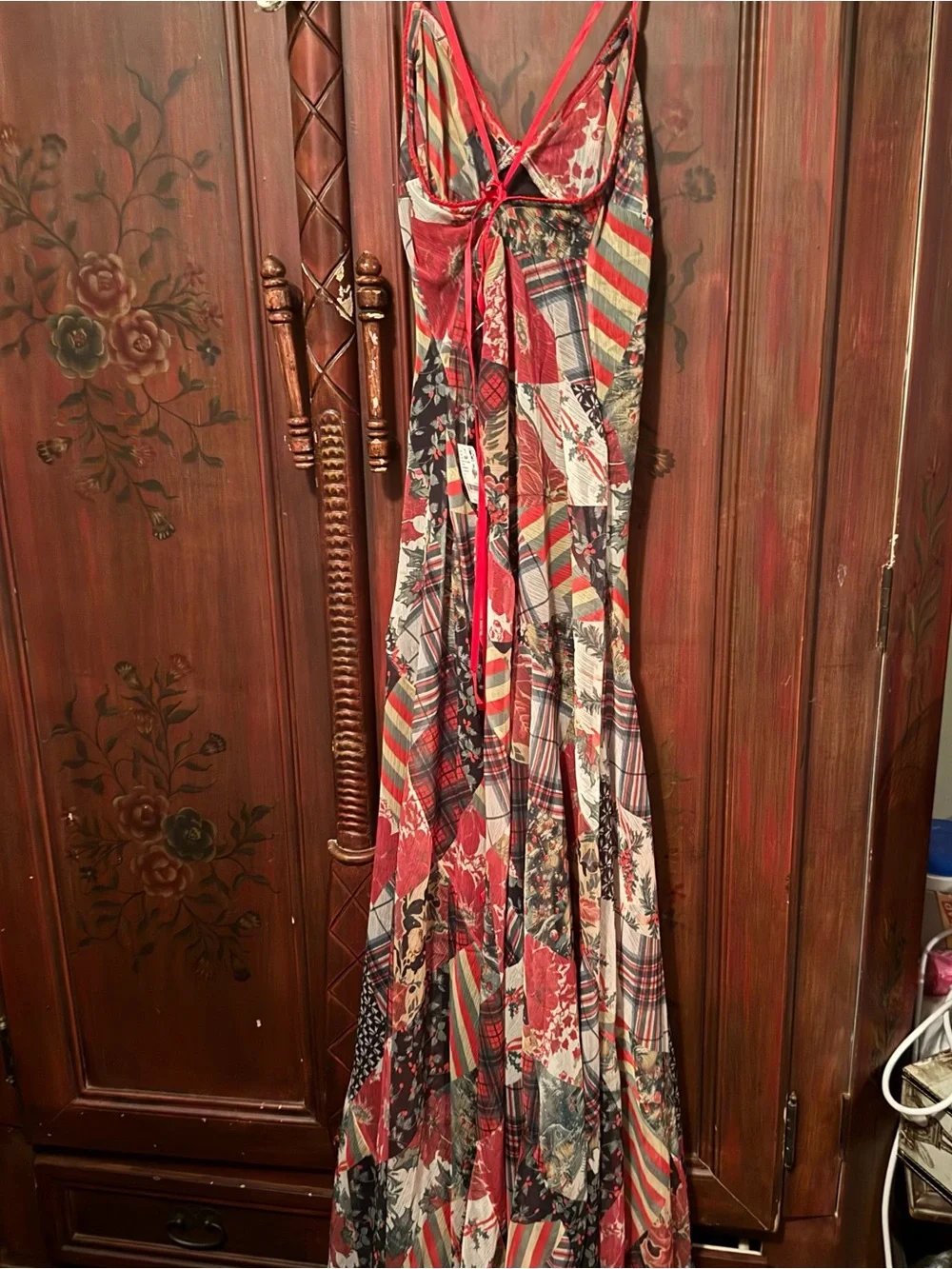 Free People ‘Tis The Season Patchwork Backless Maxi Dress - Picture 7 of 7